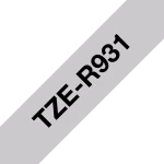 Brother original TZe-R931 satinb&aring;nd - Sort p&aring; s&oslash;lv, 12 mm bredt