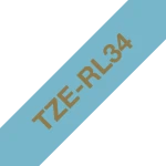 Brother original TZe-RL34 satinb&aring;nd &ndash; Guld p&aring; lysebl&aring;, 12 mm bredt