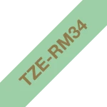 Brother original TZe-RM34 satinb&aring;nd &ndash; Guld p&aring; mintgr&oslash;n, 12 mm bredt