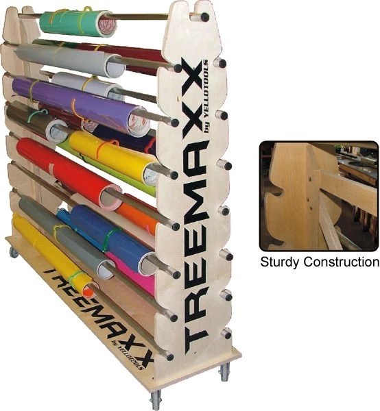 TreeMaxx 165 cm Material Roll Stand - Durable Birch Construction Bestillings vare, TreeMaxx 165 rullestativ lakeret, uden A-Tubes