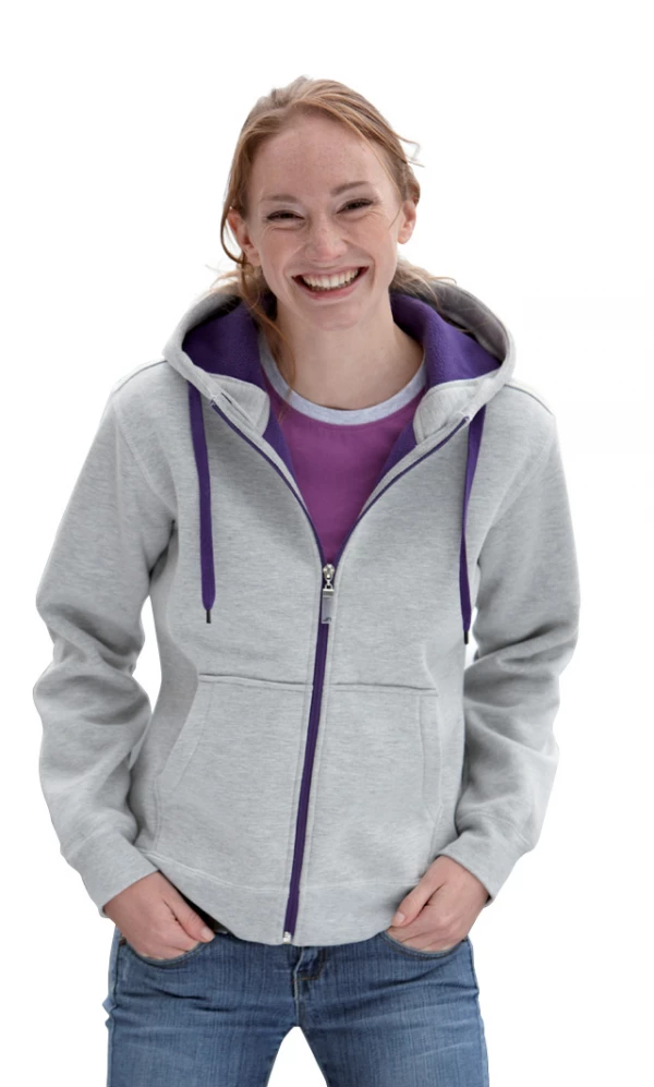 JAMES & NICHOLSON Dame Doubleface Jakke - Smart Hættetrøje med Kontrast og Komfort JAMES & NICHOLSON LADIES' DOUBLEFACE JACKET
