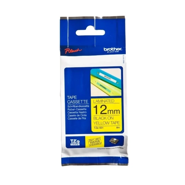 Brother original TZe631 tape – sort på gul, 12 mm bred Brother original TZe631 tape – sort på gul, 12 mm bred