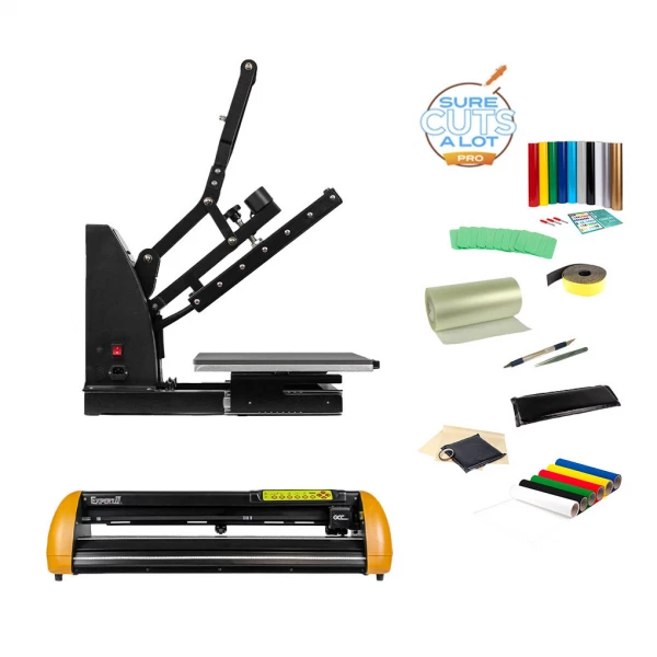 Makerspace Pakke: Expert II 24 LX Skæreplotter & Semiautomatisk Varmepresser - Komplett Løsning til Skilte og Tekstiltryk Makerspace Pakke med Expert II 24 LX Skæreplotter og Semiautomatisk Varmepresser